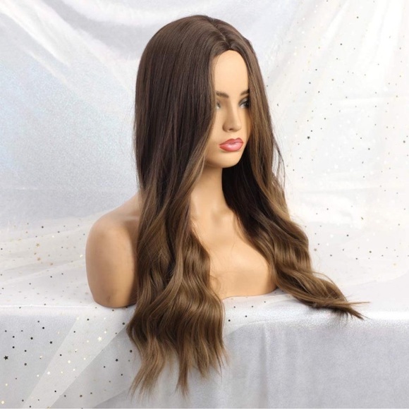 Wig Long Natural Wave Ombre Brown New - Picture 3 of 6